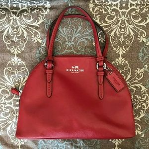 Coach Red Peyton Leather mini Dome Purse